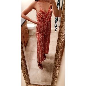 Mura Boutique Maha Jumpsuit with Slits Rust US 4